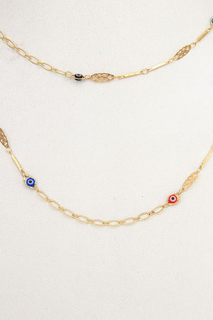 Elongated Evil Eye Bead Necklace