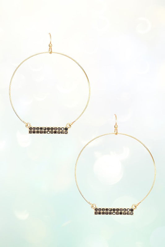 ALIGNED RHINESTONE PAVE ROUND DROP EARRING