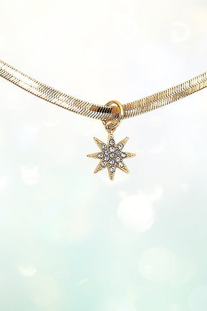 STAR PENDANT FLAT CHAIN CHOKER NECKLACE SET