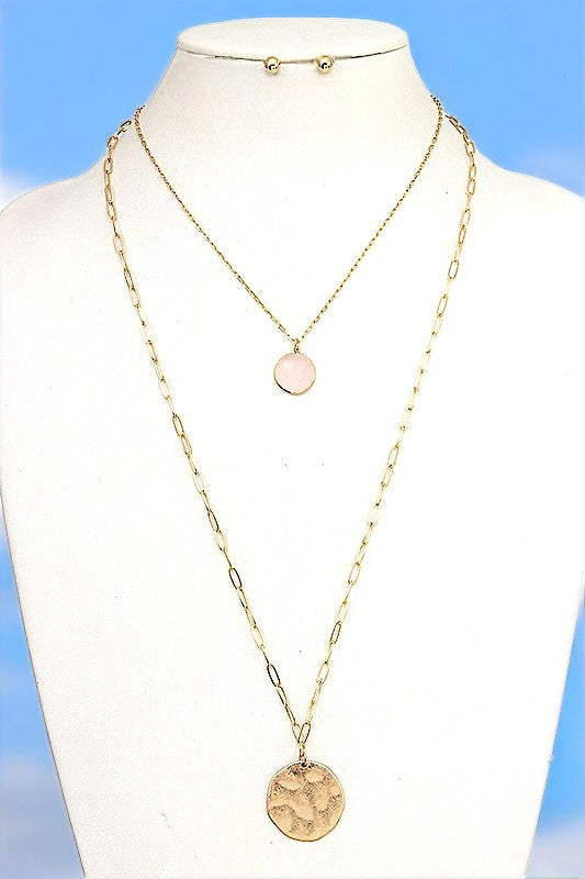 ROUND PENDANT LAYERED NECKLACE SET