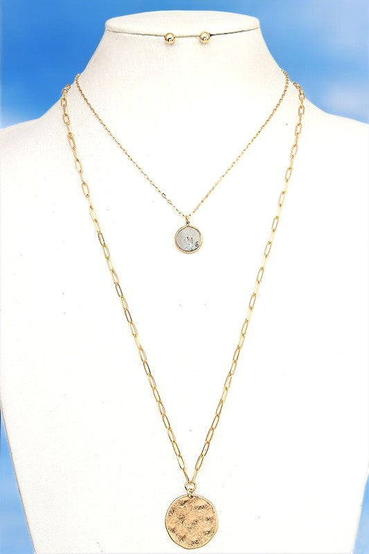 ROUND PENDANT LAYERED NECKLACE SET