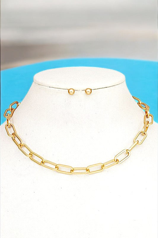 LINK CHAIN COLLAR NECKLACE SET