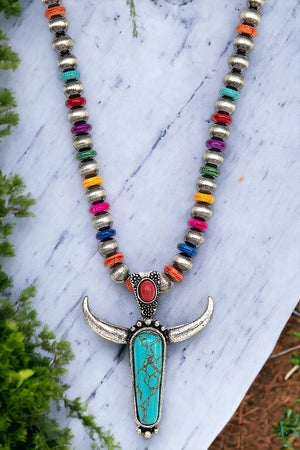 Bull Bead Pendant Necklace Set