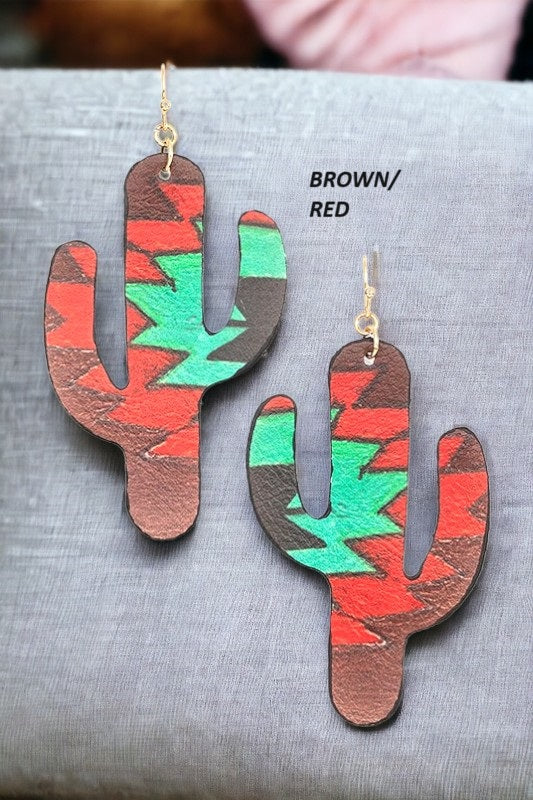 Mix Cactus Print Drop Earring