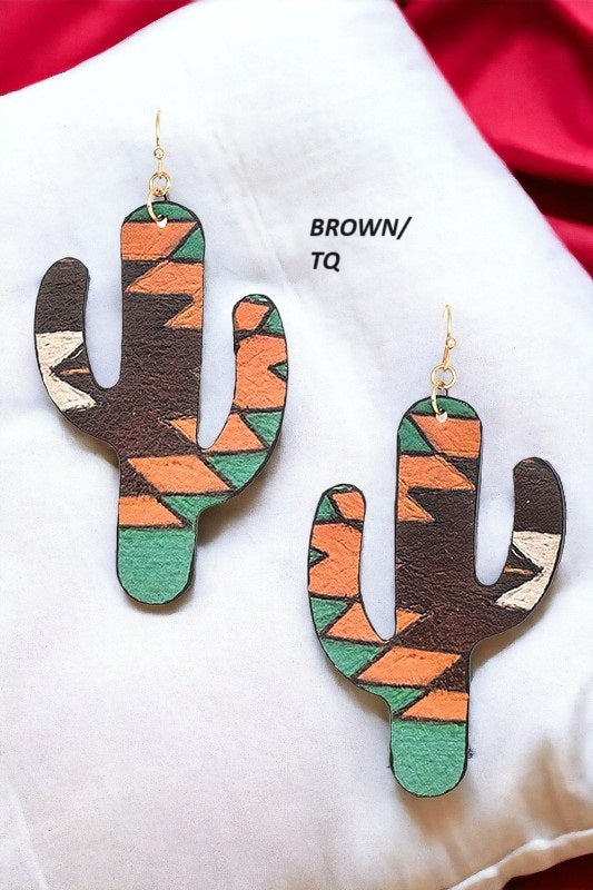 Mix Cactus Print Drop Earring