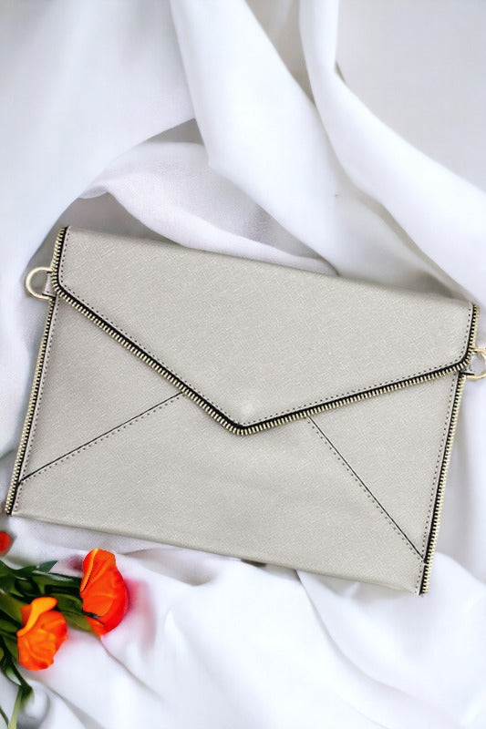 Flat Faux Leather Clutch Bag