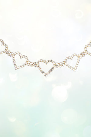 RHINESTONE PAVE HEART LINK CHOKER NECKLACE