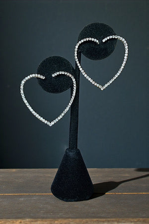 RHINESTONE PAVE SEMI HEART POST EARRING