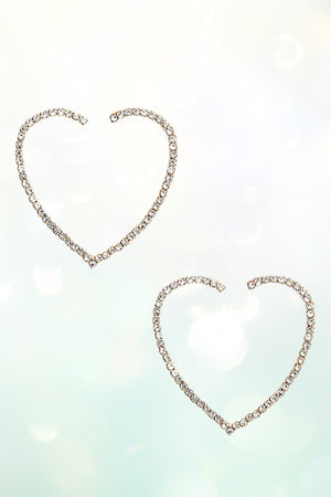 RHINESTONE PAVE SEMI HEART POST EARRING