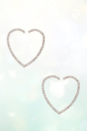 RHINESTONE PAVE SEMI HEART POST EARRING