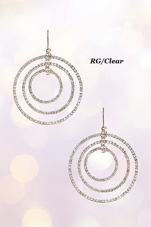 MULTI RING RHINESTONE PAVE DANGLE EARRING