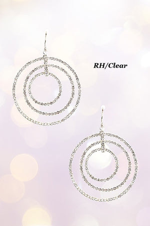 MULTI RING RHINESTONE PAVE DANGLE EARRING