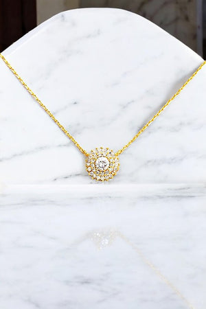 ROUND SPIKE CZ STONE PENDANT NECKLACE