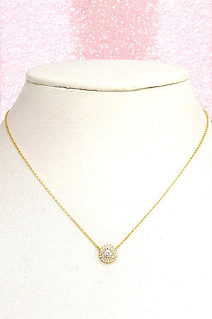 ROUND SPIKE CZ STONE PENDANT NECKLACE