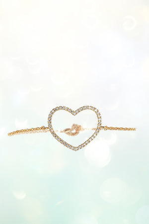 CZ PAVE HEART CHAIN BRACELET