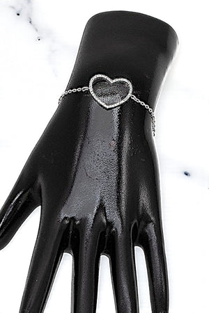 CZ PAVE HEART CHAIN BRACELET