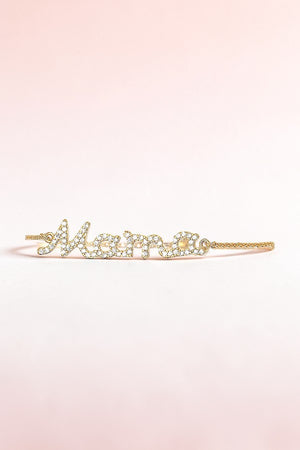 CZ STONE PAVE MAMA LINK CHAIN BRACELET