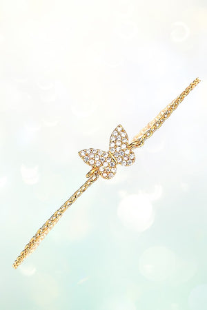 CZ PAVE BUTTERFLY CHARM CHAIN BRACELET