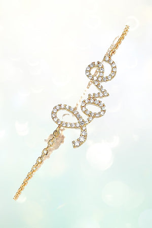 CUBIC ZIRCONIA LOVE ACCENT CHAIN BRACELET