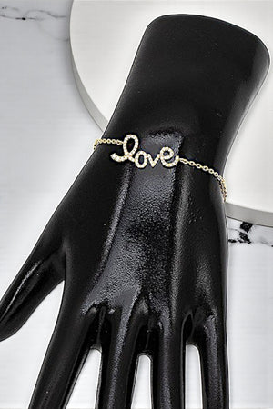 CUBIC ZIRCONIA LOVE ACCENT CHAIN BRACELET