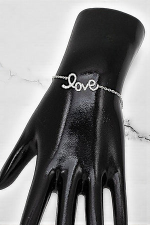 CUBIC ZIRCONIA LOVE ACCENT CHAIN BRACELET