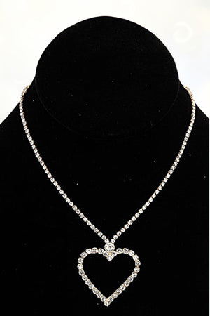 RHINESTONE PAVE HEART LAYERED CHOKER NECKLACE