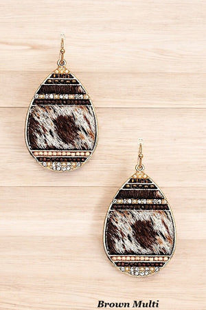 ANIMAL PRINT BEAD TEARDROP EARRING