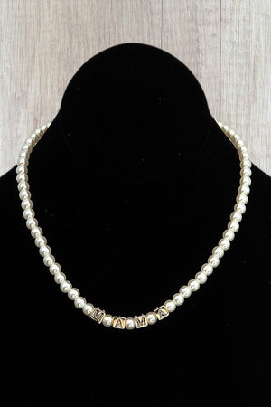 MAMA CUBIC BEAD PEARL LINK NECKLACE