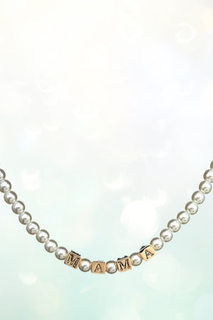 MAMA CUBIC BEAD PEARL LINK NECKLACE