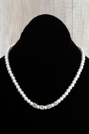 MAMA CUBIC BEAD PEARL LINK NECKLACE