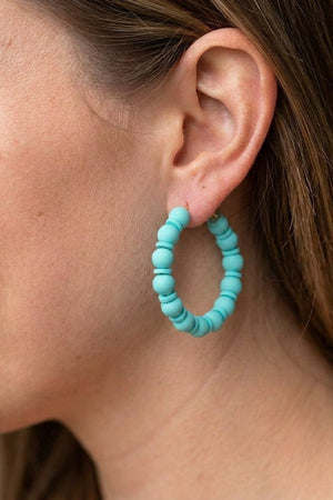 BALL BEAD DISK HOOP EARRING