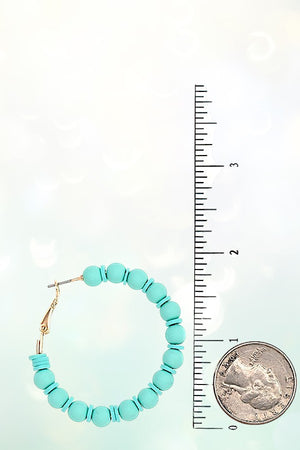 BALL BEAD DISK HOOP EARRING