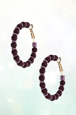 BALL BEAD DISK HOOP EARRING
