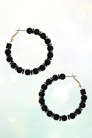 BALL BEAD DISK HOOP EARRING