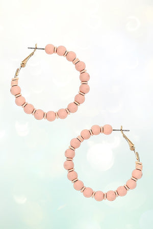 BALL BEAD DISK HOOP EARRING