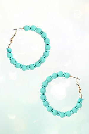 BALL BEAD DISK HOOP EARRING
