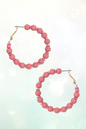 BALL BEAD DISK HOOP EARRING