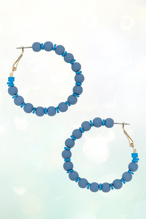 BALL BEAD DISK HOOP EARRING