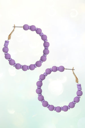 BALL BEAD DISK HOOP EARRING