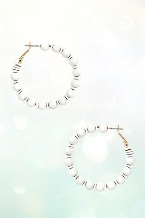 BALL BEAD DISK HOOP EARRING