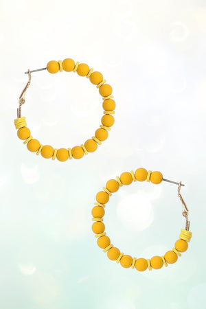 BALL BEAD DISK HOOP EARRING