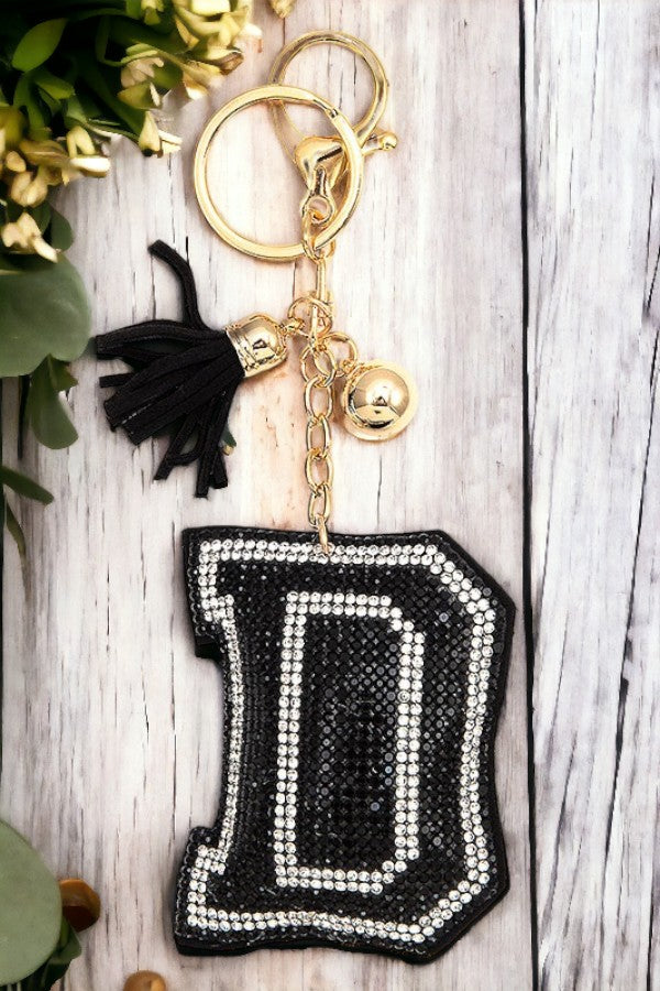 EMBELLISHED RHINESTONE D KEY CHAIN