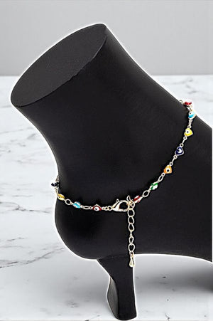 EVIL EYE HEART LINK ANKLET