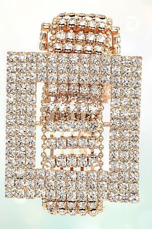 RHINESTONE PAVE SQUARE BUCKLE ACCENT BRACELET