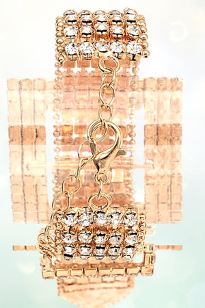 RHINESTONE PAVE SQUARE BUCKLE ACCENT BRACELET