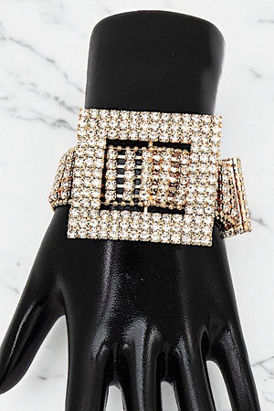 RHINESTONE PAVE SQUARE BUCKLE ACCENT BRACELET