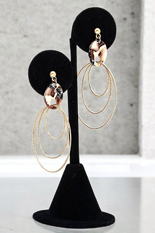 OVAL GEM MULTI RING DROP EARRING