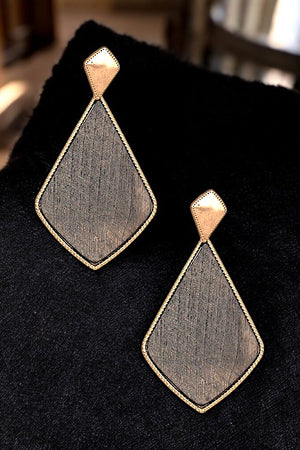 WOOD TEARDROP FRAMED DANGLE EARRING