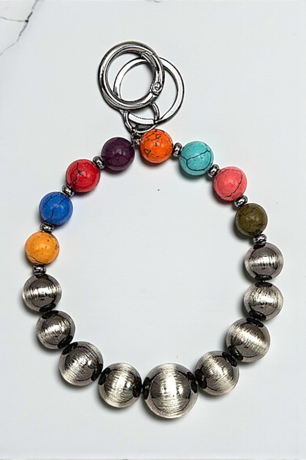 MIX BALL BEAD ROUND KEYCHAIN