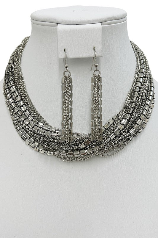 Multi Chain Collar Necklace Set